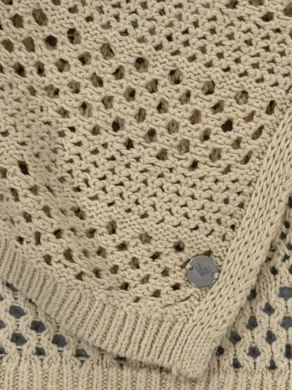 NWT Roxy Crochet Hooded Sweater Women's Small Beige Boho Beach - Picture 5 of 5